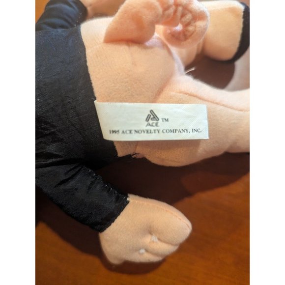 Vintage Looney Toons Porky Pig Plush 9" Stuffed Toy Black Jacket 1995 - Picture 5 of 6